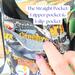 Two fingers are gently pulling a slip pocket open, while a finger is pushing down the zipper of a zipper pocket to display the two pockets.
